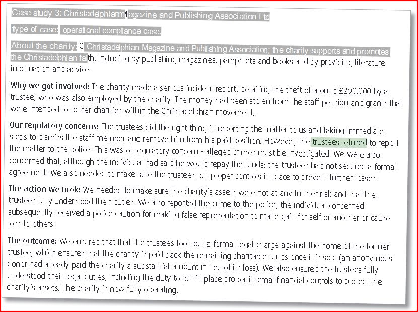 Charity Commission Report - Christadelphian Magazine and Publishing Association (CMPA)